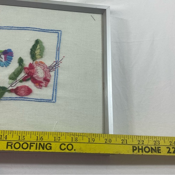 Wall Art Embroidered Hummingbird Roses Canvas 10x20 wall art - Picture 8 of 9